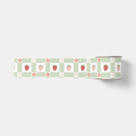 Lazo De Tela Gruesa Papel de regalo Cottagecore – Gingham de Fresa Pas