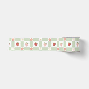Lazo De Tela Gruesa Papel de regalo Cottagecore – Gingham de Fresa Pas