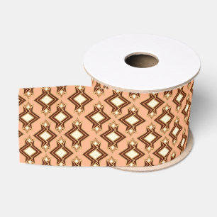 Lazo De Tela Gruesa Papel pintado con patrón Art Déco, coral y marrón
