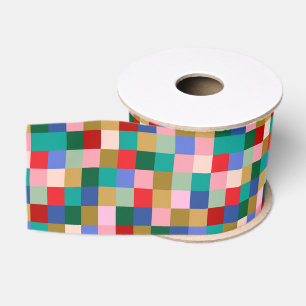 Lazo De Tela Gruesa Parche Cuadriculado Multicolor Moderno de Fiesta