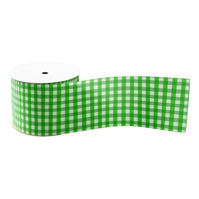 Lazo De Tela Gruesa Patrocinado de Green Gingham Plaid (Carrete)