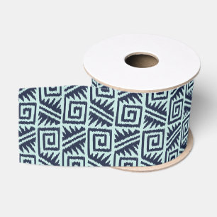 Lazo De Tela Gruesa Patrón azteca Ikat - azul índigo y azul claro