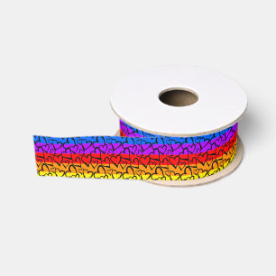 Lazo De Tela Gruesa Patrón cardíaco arco iris