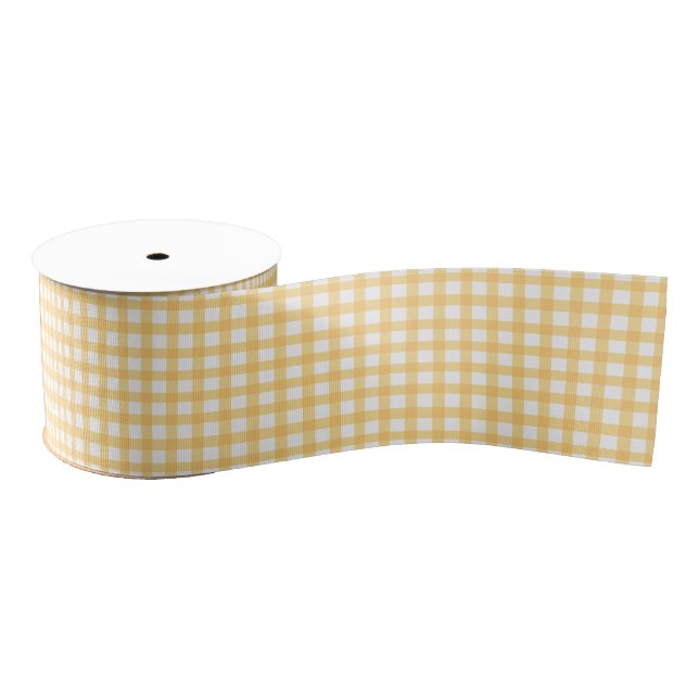 Lazo De Tela Gruesa Patrón clásico elegante de Gingham amarillo (Carrete)