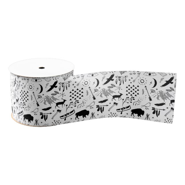 Lazo De Tela Gruesa Patrón de aventuras de búfalo ID599 negro (Carrete)