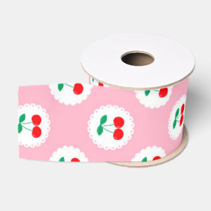 Lazo De Tela Gruesa Patrón de Cereza – Regalo y Decoración de Frutas R