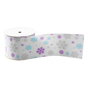 Lazo De Tela Gruesa Patrón de copo de nieve gris azul violeta de invie