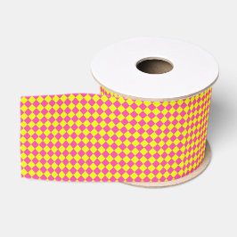 Lazo De Tela Gruesa Patrón de cuadros de diamante rosa amarillo