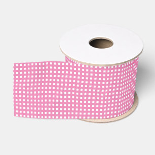 Lazo De Tela Gruesa Patrón de cuadros moderno rosa y blanco a cuadros