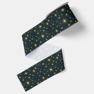 Lazo De Tela Gruesa Patrón de estrellas amarillas en negrita con fondo