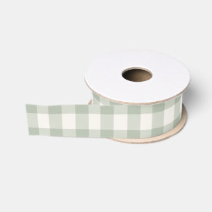 Lazo De Tela Gruesa Patrón de gingham verde pastel