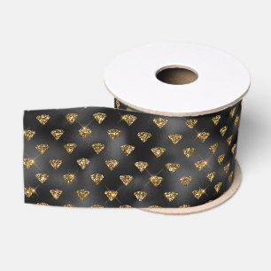 Lazo De Tela Gruesa Patrón de glam negro y dorado