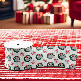 Lazo De Tela Gruesa Patrón de Navidades de burro con cortos de flores 