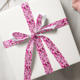 Lazo De Tela Gruesa Patrón de Peonías Rosadas