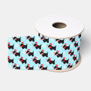 Lazo De Tela Gruesa Patrón de perros Scottie de Navidad