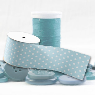 Lazo De Tela Gruesa Patrón De Punto De Polka Azul Y Blanco Pastel