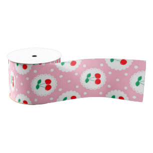Lazo De Tela Gruesa Patrón de puntos de cereza: regalo y decoración re