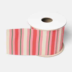 Lazo De Tela Gruesa Patrón de raya de Navidad retro anticuado rosa