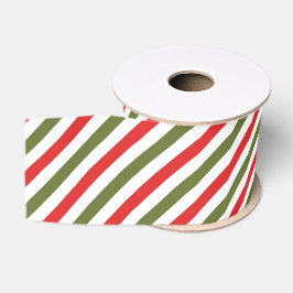 Lazo De Tela Gruesa Patrón de raya de Navidad rojo verde blanco retro