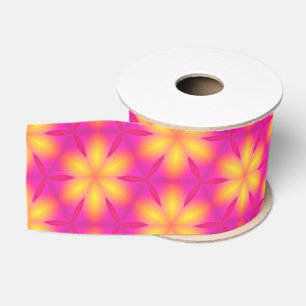 Lazo De Tela Gruesa Patrón de resumen floral rosa y amarillo vibrante