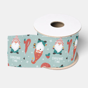 Lazo De Tela Gruesa Patrón Estético de Navidad Nevada - Diseño de Invi