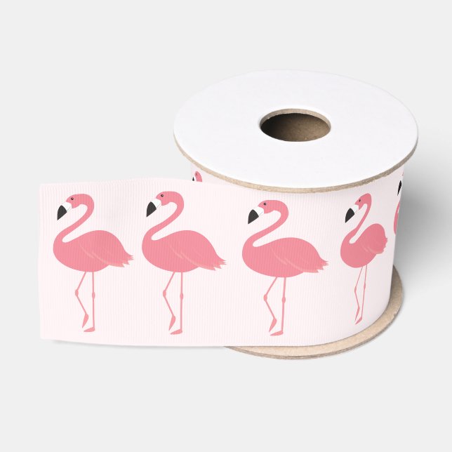 Lazo De Tela Gruesa Patrón Flamingo Rosa (Carrete)
