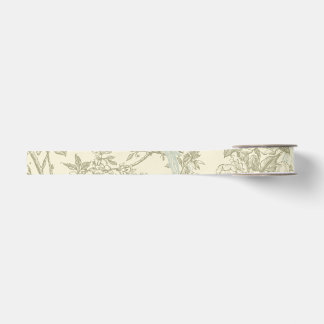 Lazo De Tela Gruesa Patrón floral de aviario de pavo real chinoiserie 