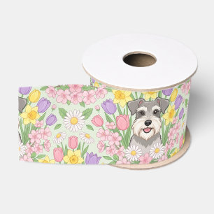 Lazo De Tela Gruesa Patrón floral de schnauzer