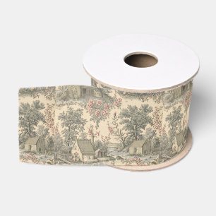 Lazo De Tela Gruesa Patrón floral de Toile Francés rústico vintage