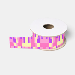 Lazo De Tela Gruesa Patrón geométrico de bloque de píxeles rosa pastel