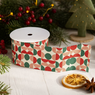 Lazo De Tela Gruesa Patrón geométrico moderno de Navidades rojos y ver