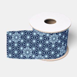 Lazo De Tela Gruesa Patrón japonés Asanoha - Azul Índigo