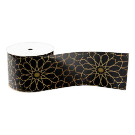 Lazo De Tela Gruesa Patrón marroquí moderno dorado negro mediterráneo