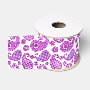 Lazo De Tela Gruesa Patrón paisley, violeta, púrpura y blanca