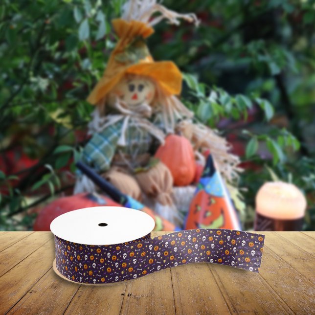 Lazo De Tela Gruesa Patrón temático clásico de Halloween morado oscuro (Subido por el creador)