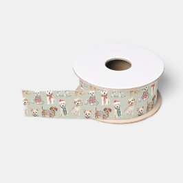 Lazo De Tela Gruesa Perritos Navideños Adorables