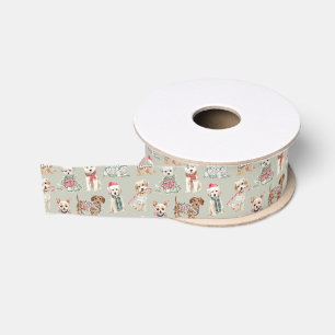 Lazo De Tela Gruesa Perritos Navideños Adorables
