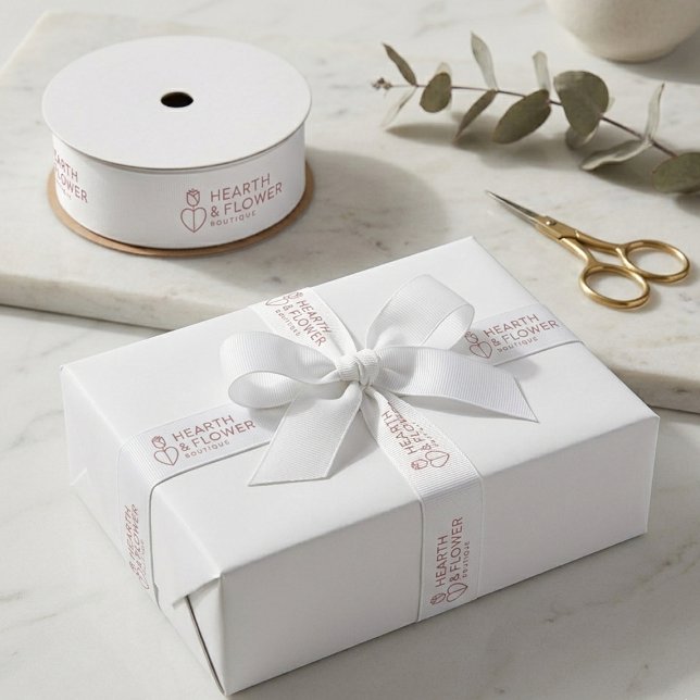 Lazo De Tela Gruesa Personalized Boutique Logo (Personalized Boutique Logo Grosgrain Ribbon)