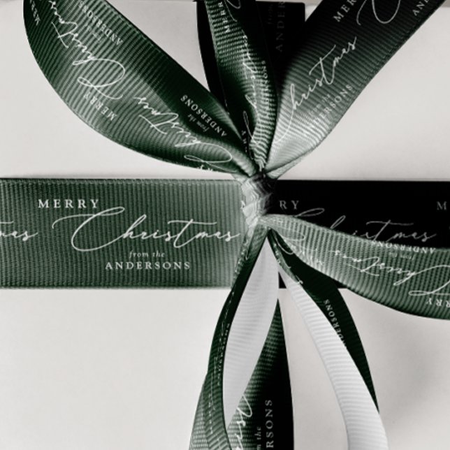 Lazo De Tela Gruesa Personalized Name Merry Christmas Elegant Script (Subido por el creador)