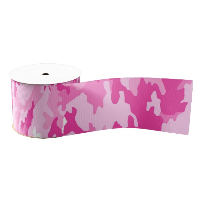 Lazo De Tela Gruesa Pink Camo Pattern – Breast Cancer Awareness (Carrete)