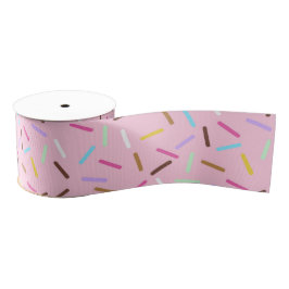 Lazo De Tela Gruesa Pink Donut Sprinkles Print Ribbon