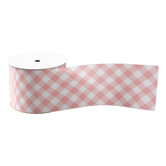 Lazo De Tela Gruesa Pink Gingham (Carrete)