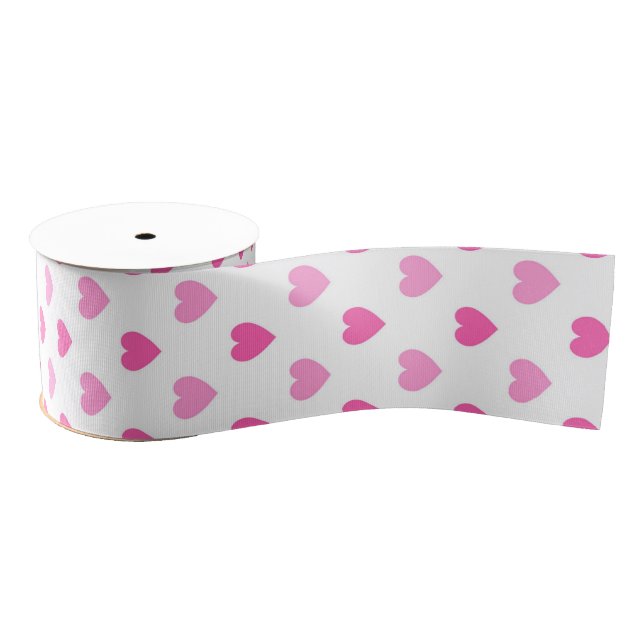 Lazo De Tela Gruesa Pink Heart Breast Cancer Awareness Pattern (Carrete)