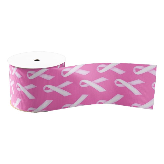 Lazo De Tela Gruesa Pink Ribbon Pattern – Breast Cancer Awareness (Carrete)