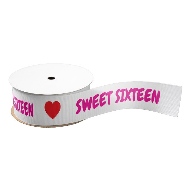 Lazo De Tela Gruesa Pink Sweet Sixteen Red Hearts (Carrete)