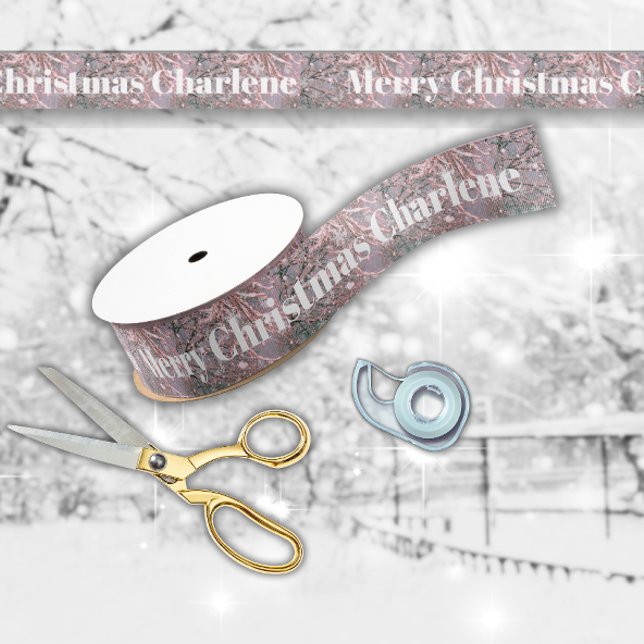 Lazo De Tela Gruesa Pink Winter Snowy Christmas Blessings (Subido por el creador)