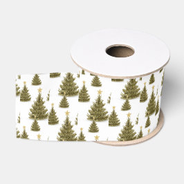 Lazo De Tela Gruesa Pinos Verde Blanco Botánico Vacaciones