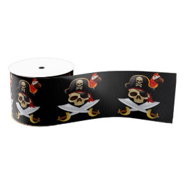 Lazo De Tela Gruesa Piratas y loros Grosgrain Ribbon