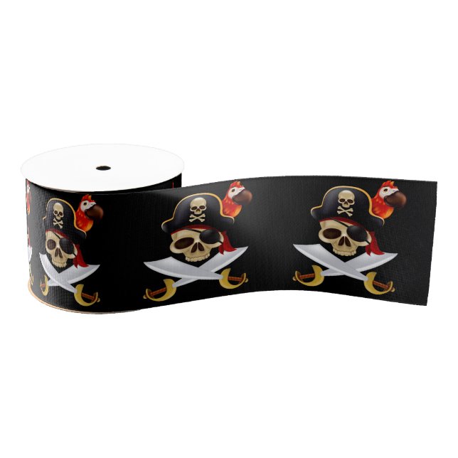 Lazo De Tela Gruesa Piratas y loros Grosgrain Ribbon (Carrete)