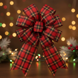 Lazo De Tela Gruesa Plaid Clásico Navideño